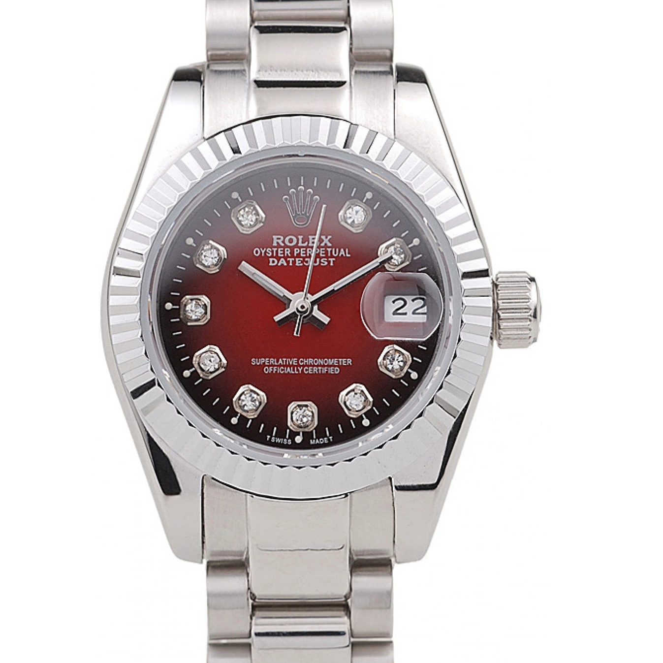 Aaa replica Stainless Datejust Polished Tone Rolex Steel Dial Two Red 0627
